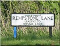 Sign on Rempstone Lane at the junction with Wysall Road