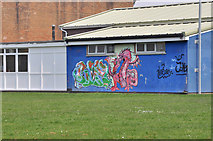 ST1578 : School wall graffiti - Llandaff North by Mick Lobb
