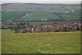 Alfriston seen from the South Downs Way above the village