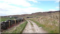 Farm building of Claughreid from the access road, Galloway