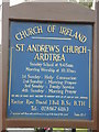 H8576 : Information board at St Andrew's Parish Church,Ardtrea by HENRY CLARK