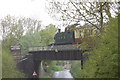 Railway bridge in torrential rain