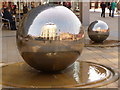 Sheffield: the Mercure Hotel reflected in steel balls