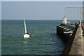 TQ3302 : Yacht Approaching Brighton Marina, Sussex by Peter Trimming
