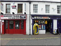 J4187 : Mahoods Taxis / Gone Fishin, Carrickfergus by Kenneth  Allen