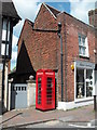 Phone box by an antiques shop in East Street