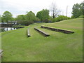 NZ2643 : Terraced seating in the grounds of County Hall Durham City by peter robinson