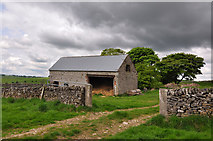 SK1856 : Barn and drystone wall - Parwich by Mick Lobb