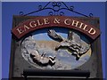 Sign at the "Eagle and child" from the west