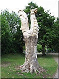 ST1586 : Tree carving near Caerphilly Castle by Gareth James