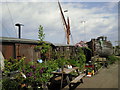 Old railway carriages in boatyard on Faversham Creek