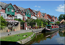 SJ8220 : Canal-side homes at Gnosall Heath, Staffordshire by Roger  D Kidd