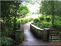 NY9364 : Footbridge over Cowgarth Burn in the Sele by Mike Quinn