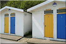 SZ5983 : Sandown beach huts by Graham Horn