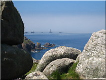 SW3425 : Rocks beside the coastal path east of Land's End by Rod Allday