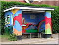 A colourful bus shelter in Dereham Road, Easton