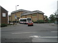 Bus passing Waitrose in Stakes Hill Road