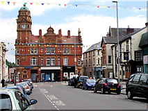 SO1091 : High Street and Clock Tower, Newtown, Powys by nick macneill