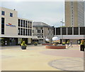 Spherical fountains, John Frost Square, Newport