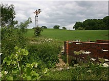 SP2644 : Derelict windmill and bridge over Wagtail Brook by David P Howard