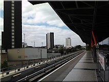 TQ3884 : Tower blocks in Stratford, viewed from the DLR platform by Robert Lamb