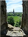 Through a castle window, Kidwelly Castle