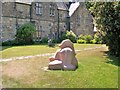 Modern sculptures in the gardens of Glyn y Weddw