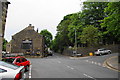 The junction of Delph Lane and Hill End Road with Denshaw Road