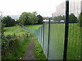 Path skirting school perimeter fence, Malpas