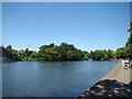 View of the lake in Raphael Park, looking downstream