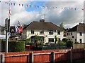 Flags and bunting, Rodgers Villas, Omagh