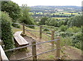 Rustic wooden seating at the viewpoint, Prospect Stile