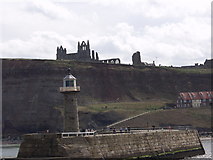 NZ9011 : Whitby Abbey from the West pier by Ian Cardinal