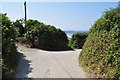 Sandy Lane at the second of two sharp bends