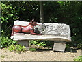 TQ1573 : Fox sculpture, Mereway Nature Park by David Hawgood