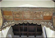 TM1596 : St Nicholas' church in Fundenhall - screen canopy by Evelyn Simak