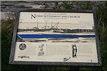 HY2428 : Information Board about the Norse Settlement on  the Brough of Birsay by Becky Williamson