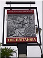 SU9949 : The sign at "The Britannia" PH in Millmead, Guildford by Shazz