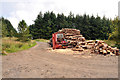 ND3162 : Log piles beside the forest track at Hill of Quintfall by Steven Brown