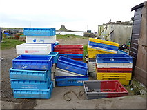 NU1241 : Fishboxes at Holy Island (Lindisfarne) Northumberland : Locational View by Richard West