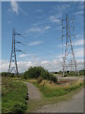 ST3283 : Pylons at Newport Wetlands by Gareth James