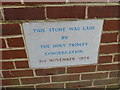 Foundation stone, church hall at Holy Trinity Horsham