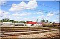 Cabins at the DB Schenker rail yard in Acton