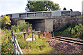 Railway and bridge carrying the A72 over it