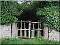 NY8465 : Haydon Old Church - entrance gates by Mike Quinn