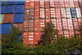 Stacked containers at Trafford Park