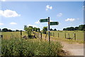 Footpath junction near Leybourne Grange