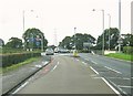 Mini-roundabout on the A49