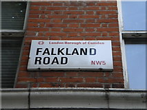 TQ2985 : Street sign, Falkland Road NW5 by Robin Sones