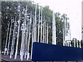 Strange array of flagpoles on Melbury Court, off Kensington High Street